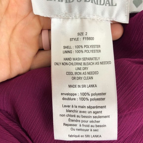 David's Bridal Women's Size 2 Purple Short Crinkle Chiffon Sleeveless Dress - Picture 10 of 11